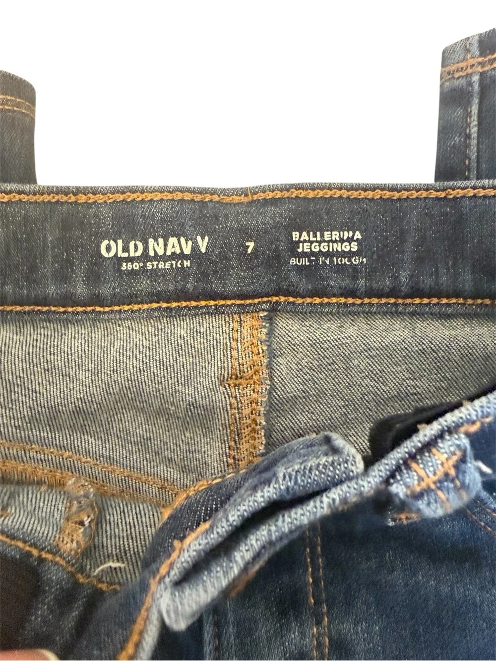 Old Navy Girls Dark Blue Denim Stretch Jeans, Size 7